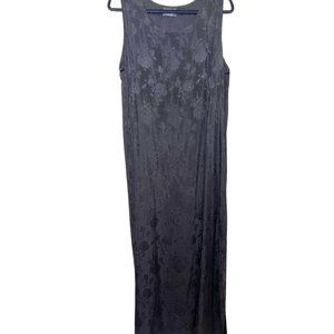 Vintage Black Floral Silk Maxi Dress‎